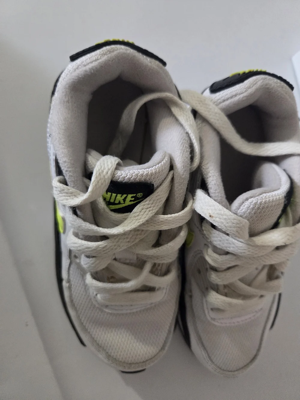 Nike Kids White Black Neon Yellow Air Max Style Sneakers